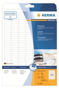 HERMA Special - Papier - matt - permanent selbstklebend - beschichtet - weiß - 25.4 x 8.5 mm - 90 g/m² - 5600 Etiketten von LumaTech