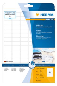 HERMA Special - Papier - matt - permanent selbstklebend - beschichtet - weiß - 30.5 x 16.9 mm - 90 g/m² - 2400 Etiketten von LumaTech