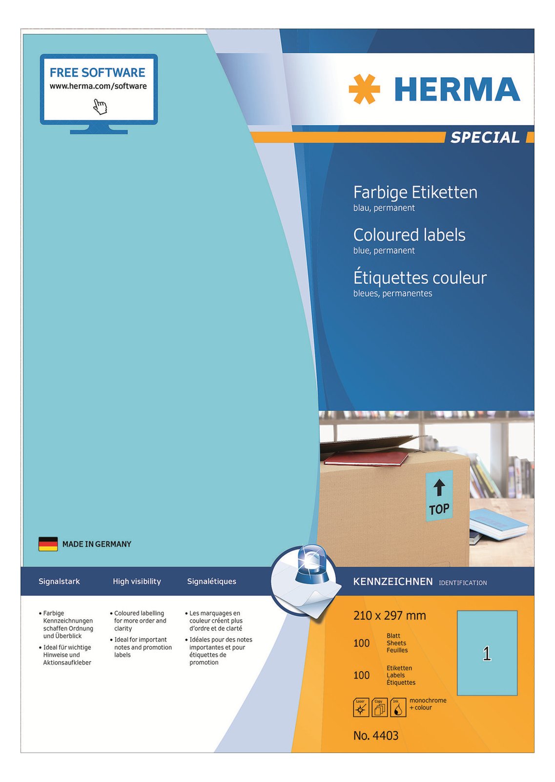 HERMA Special - Papier - matt - permanent selbstklebend - Blau - A4 (210 x 297 mm)