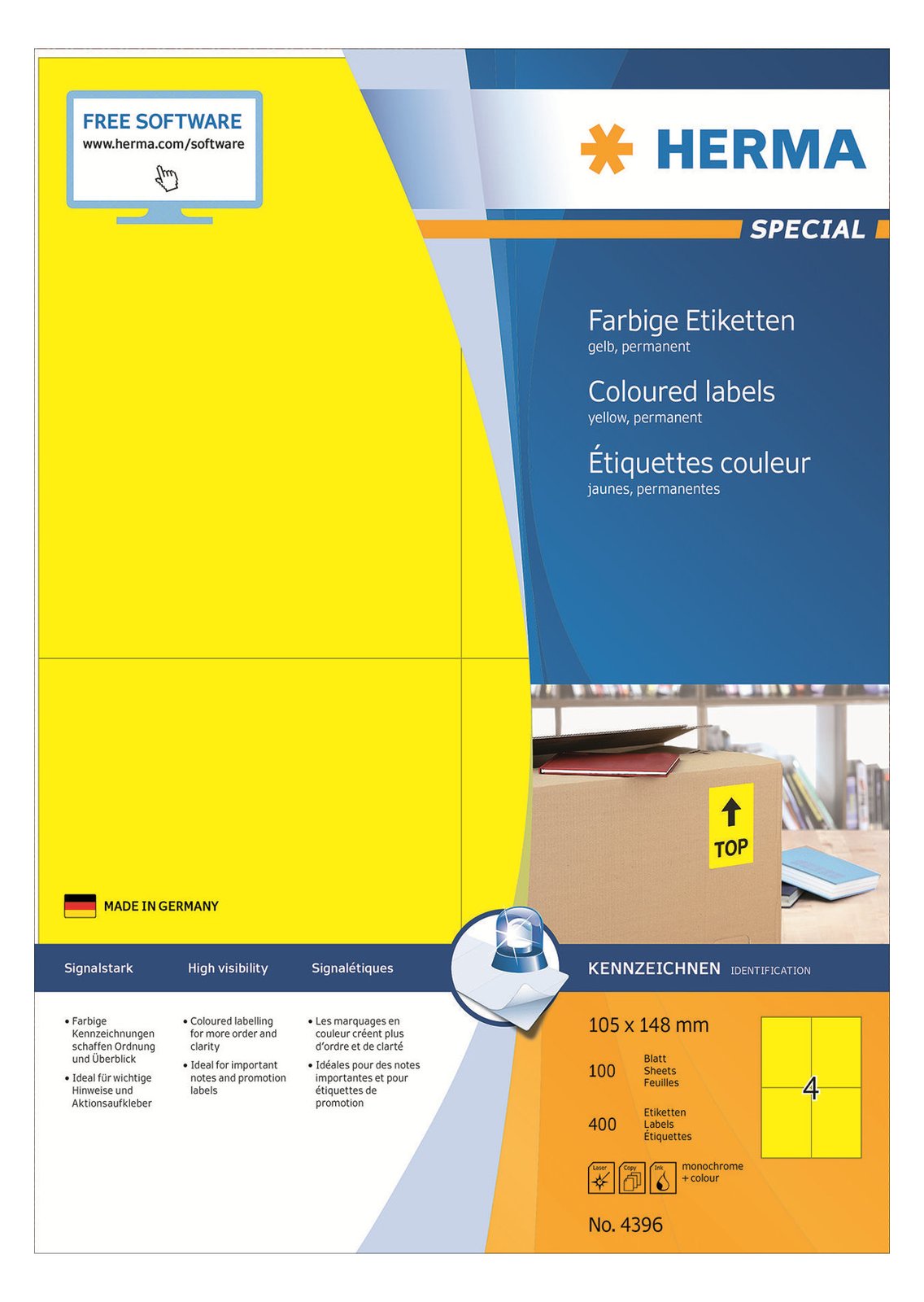 HERMA Special - Papier - matt - permanent selbstklebend - Gelb - A6 (105 x 148 mm)