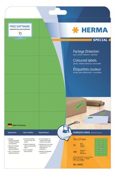 HERMA Special - Papier - matt - permanent selbstklebend - grün - 70 x 37 mm 480 Etikett(en) (20 Bogen x 24) von LumaTech