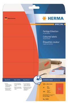 HERMA Special - Papier - matt - permanent selbstklebend - Rot - 105 x 42.3 mm 280 Etikett(en) (20 Bogen x 14) von LumaTech