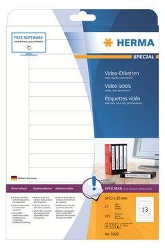 HERMA Special - Papier - matt - permanent selbstklebend - weiß - 147,3 x 20 mm 325 Etikett(en) (25 Bogen x 13) von LumaTech