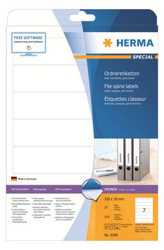 HERMA Special - Papier - matt - permanent selbstklebend - weiß - 192 x 38 mm 175 Etikett(en) (25 Bogen x 7) von LumaTech