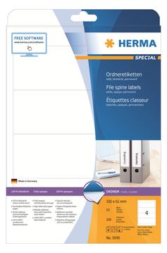 HERMA Special - Papier - matt - permanent selbstklebend - weiß - 192 x 61 mm 100 Etikett(en) (25 Bogen x 4) von LumaTech