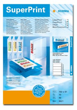 HERMA Special - Papier - matt - permanent selbstklebend - weiß - 192 x 61 mm 40 Etikett(en) (10 Bogen x 4) von LumaTech