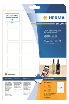 HERMA Special - Papier - matt - permanent selbstklebend - weiß - 40 x 40 mm 600 Etikett(en) (25 Bogen x 24) von LumaTech