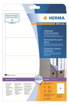 HERMA Special - Papier - matt - selbstklebend, entfernbarer Klebstoff - weiß - 192 x 61 mm 100 Etikett(en)(25 Bogen x 4) von LumaTech