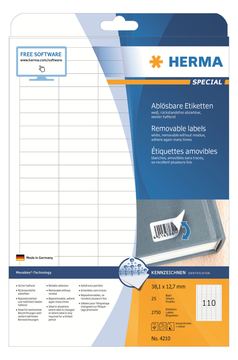 HERMA Special - Papier - matt - selbstklebend, entfernbarer Klebstoff - weiß - 38.1 x 12.7 mm 2750 Etikett(en) von LumaTech