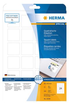HERMA Special - Papier - matt - selbstklebend, entfernbarer Klebstoff - weiß - 40 x 40 mm 600 Etikett(en)(25 Bogen x 24) von LumaTech