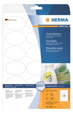 HERMA Special - Papier - matt - selbstklebend, entfernbarer Klebstoff - weiß - 63,5 x 42,3 mm (oval) von LumaTech