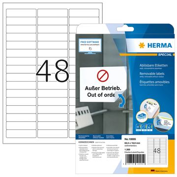 HERMA Special - Papier - matt - selbstklebend, entfernbarer Klebstoff - weiß - 63.5 x 16.9 mm 1200 Etikett(en) von LumaTech