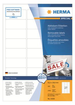 HERMA Special - Papier - matt - selbstklebend, entfernbarer Klebstoff - weiß - 63.5 x 29.6 mm 2700 Etikett(en) von LumaTech