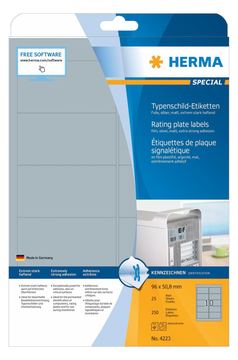 HERMA Special - Polyester - matt - permanent selbstklebend - Silber - 96 x 50.8 mm 250 Etikett(en) (25 Bogen x 10) von LumaTech