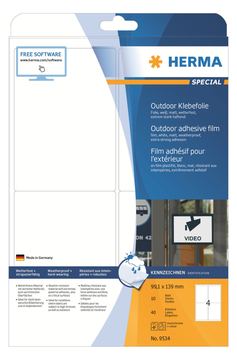 HERMA Special - Polyethylen (PE) - matt - selbstklebend - weiß - 99.1 x 139 mm 40 Etikett(en) (10 Bogen x 4) von LumaTech