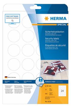 HERMA Special - Weiß - 40 mm rund 600 Etikett(en) (25 Bogen x 24) von LumaTech