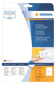 HERMA Special - Weiß - A4 (210 x 297 mm) 25 Etikett(en) permanent selbstklebende von LumaTech