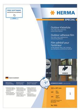 HERMA Special Outdoor Klebefolie - Matt - selbstklebend - weiß - A4 (210 x 297 mm) von LumaTech