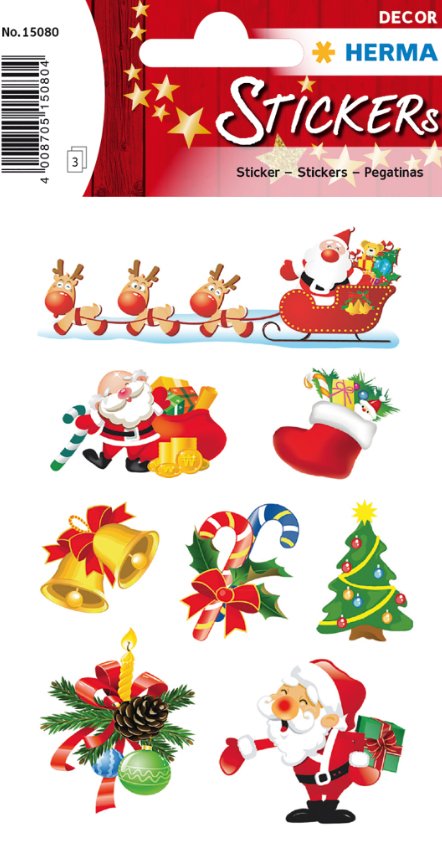HERMA Sticker Weihnachten Santa Claus - Papier - Mehrfarbig - Dauerhaft - Christmas - 24 Stück(e) - 3 Blätter