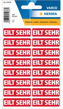 HERMA Textetiketten Eilt sehr 12.5 x 40 mm 320 Stück - Rot - Weiß - Papier - Deutschland - 12,5 mm - 40 mm von LumaTech