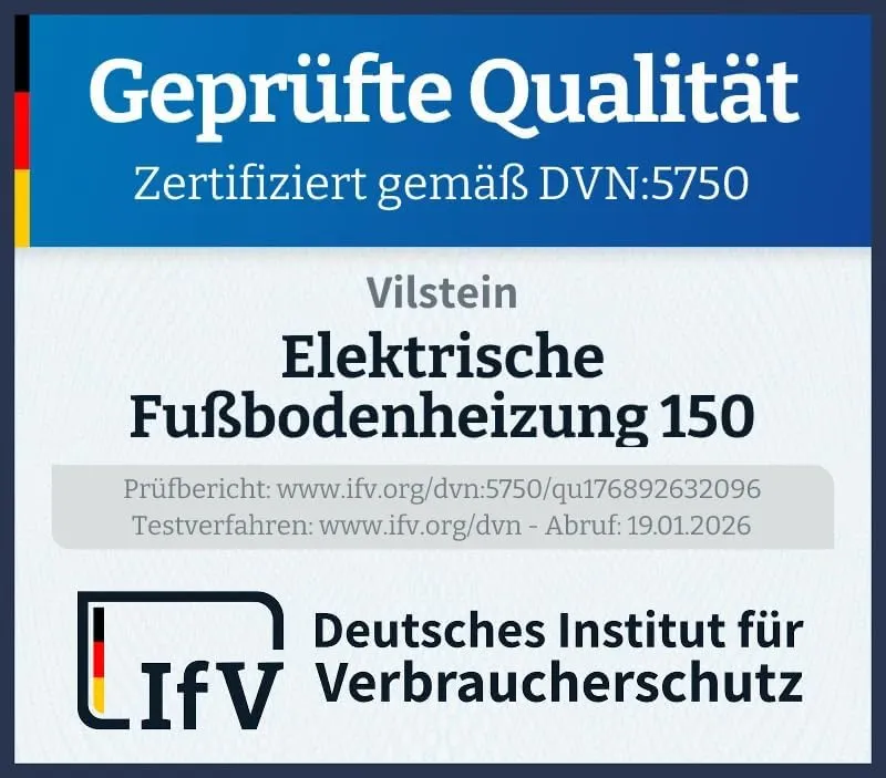 VILSTEIN® Elektrische Fußbodenheizung [150W/m²] - Bodenheizung Elektrisch geeignet für Laminat, Fliesen & mehr - Elektro Fussbodenheizung - Elektrische Heizmatte Fußboden - (8x0.5m - 4qm) — Bild 2