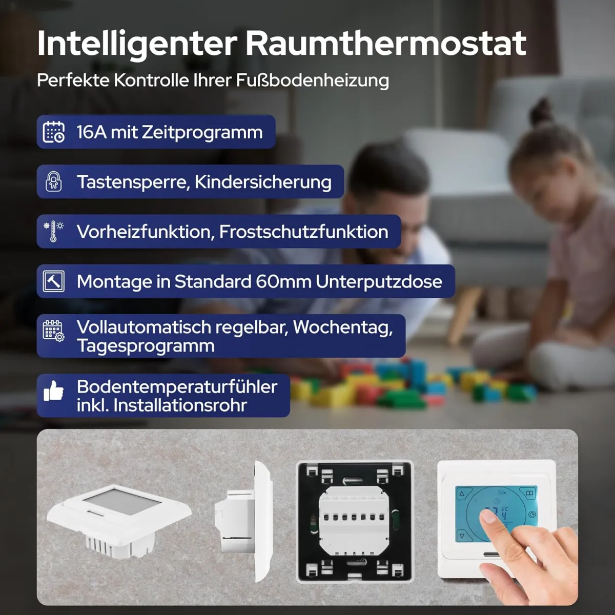 VILSTEIN® Elektrische Fußbodenheizung [150W/m²] - Bodenheizung Elektrisch geeignet für Laminat, Fliesen & mehr - Elektro Fussbodenheizung - Elektrische Heizmatte Fußboden - (8x0.5m - 4qm) — Bild 4