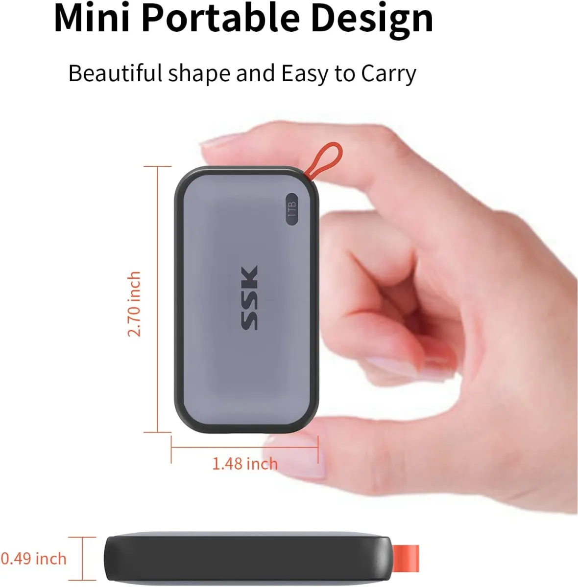 SSK 1 TB tragbare Externe NVME-SSD, bis zu 1050 MB/s, Extreme Übertragungsgeschwindigkeit, USB 3.2 Gen 2 Solid State Drive für Typ-C-Smartphones, PS5, Xbox, Laptop, MacBook/Pro/Air und mehr — Bild 5