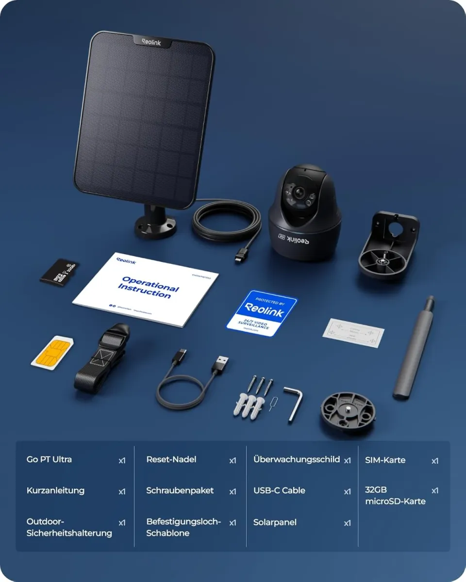Reolink 4K 4G LTE Überwachungskamera Aussen mit SIM Karte Ohne WLAN, 355°&140° PTZ Solar Kamera Outdoor mit 8MP Farbnachtsicht, 32GB microSD-Karte, Go PT Ultra (Grau) +Solarpanel — Bild 6