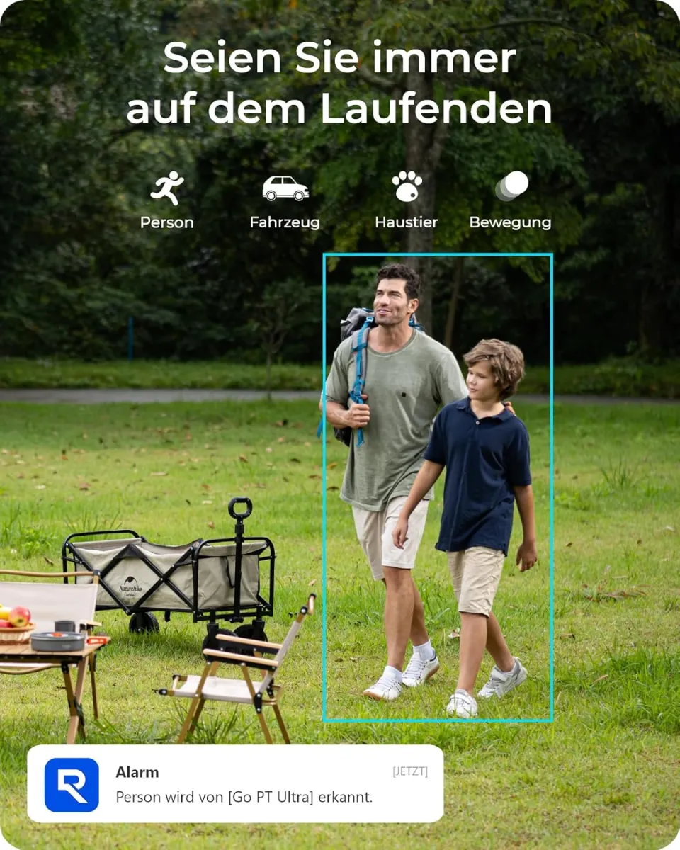 Reolink 4K 4G LTE Überwachungskamera Aussen mit SIM Karte Ohne WLAN, 355°&140° PTZ Solar Kamera Outdoor mit 8MP Farbnachtsicht, 32GB microSD-Karte, Go PT Ultra (Grau) +Solarpanel — Bild 4