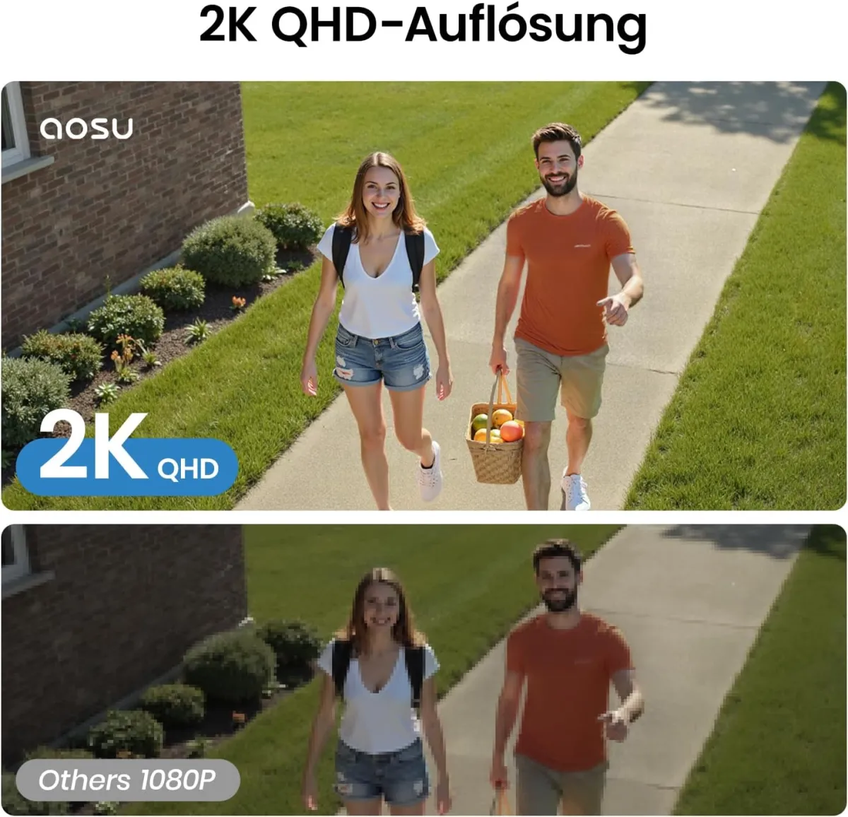 aosu 2K Überwachungskamera Aussen Solar Akku 2 Cam-Kit mit aosuBase Integrierte Solarplatte,Kein ABO Erforderlich 32GB Lokaler Speicher AI Personerkennung 2-Wege-Audio Farbige Nachtsicht IP65 — Bild 7