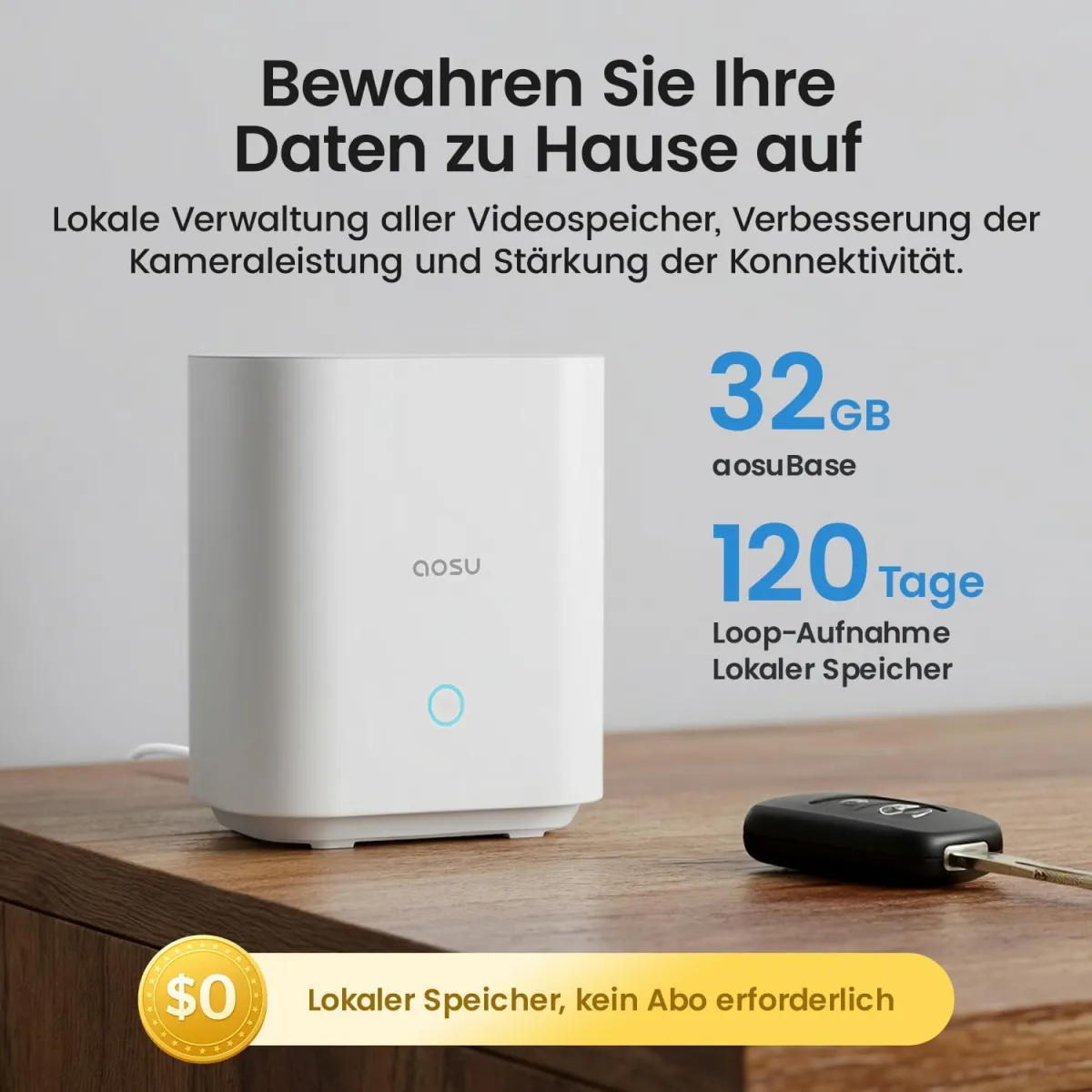 aosu 2K Überwachungskamera Aussen Solar Akku 2 Cam-Kit mit aosuBase Integrierte Solarplatte,Kein ABO Erforderlich 32GB Lokaler Speicher AI Personerkennung 2-Wege-Audio Farbige Nachtsicht IP65 — Bild 3