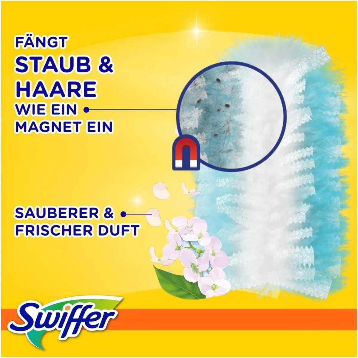 Swiffer Staubmagnet Nachfüllpackung, 25 Tücher (5×5) mit Febreze-Duft, Fängt Und Schließt 3-mal Mehr Staub Und Haare Ein Als Herkömmliche Staubwedel — Bild 4