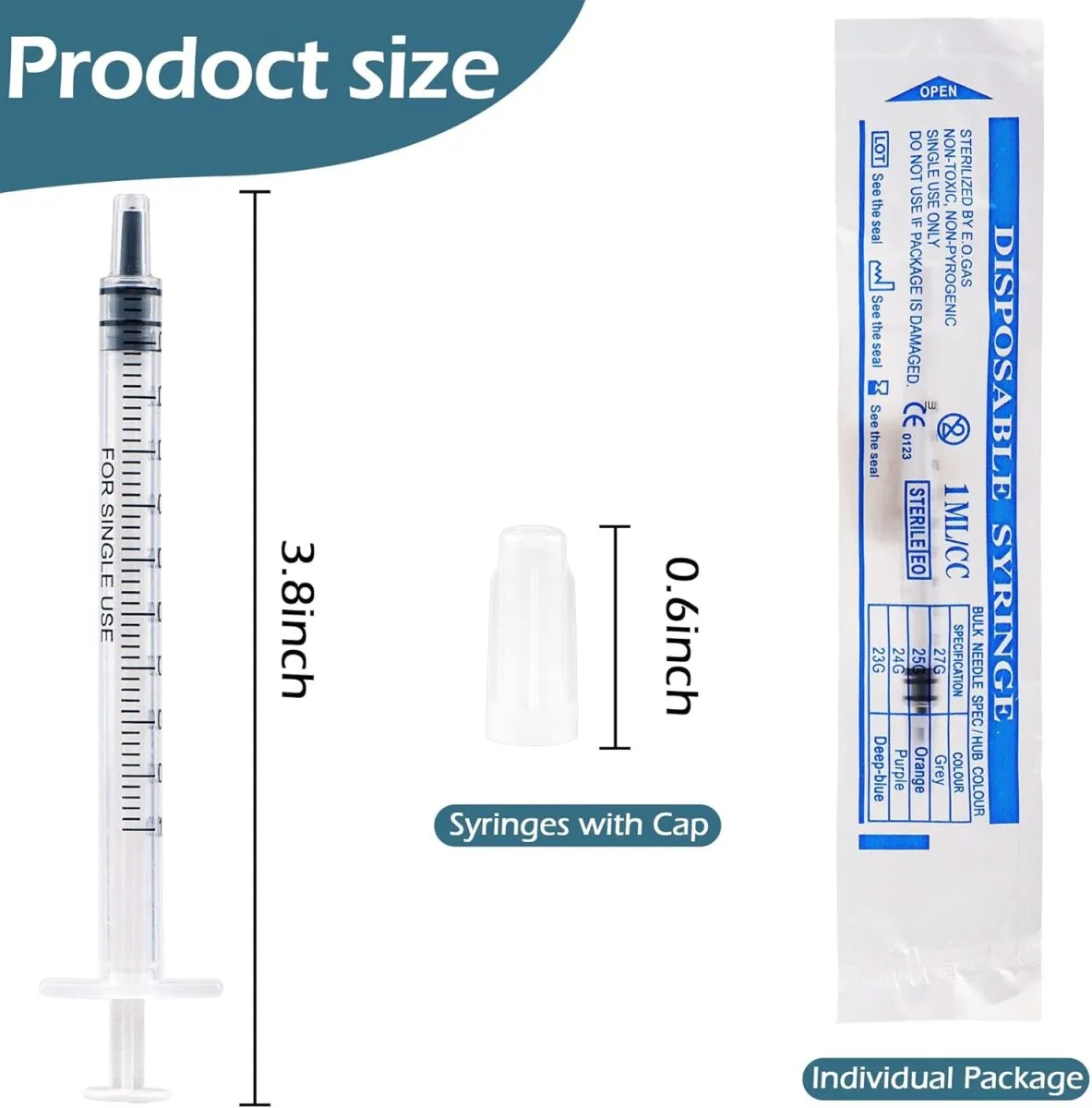1 ml Kolostrum Spritze Kunststoffspritzen mit Kappen, keine Nadel zum Nachfüllen und Messen von Flüssigkeiten, wissenschaftliche Labors, Pflanzenbewässerung, Tierfütterung, Kleberapplikator — Bild 2