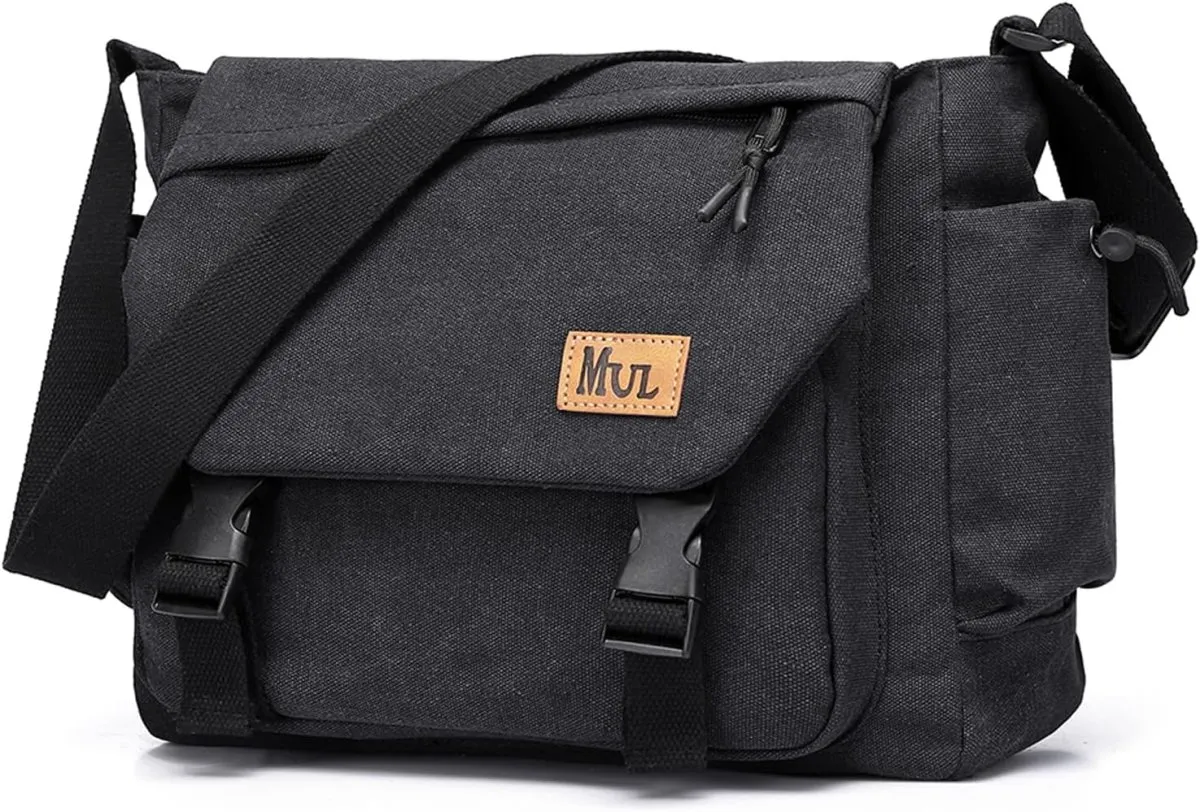 Robuste Canvas Messenger Bag mit Mehreren Taschen & Verstellbarem Gurt, Vintage Crossbody Bag Hobo Arbeitstasche Unisex Schultertasche für Beruf, Reise, Alltag