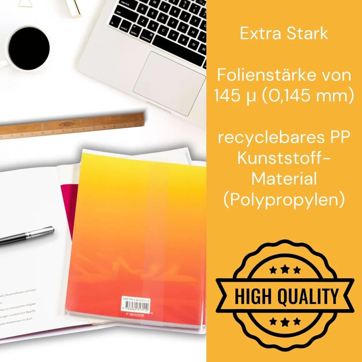 perfect line – 12x Buchumschlag 26,5 cm Höhe – Schulbuchhülle extra stabil aus PP – Buchschoner glasklar, transparent, abwischbar – Hülle bis 54 cm Breite – Made in EU – ideal für Bücher — Bild 4