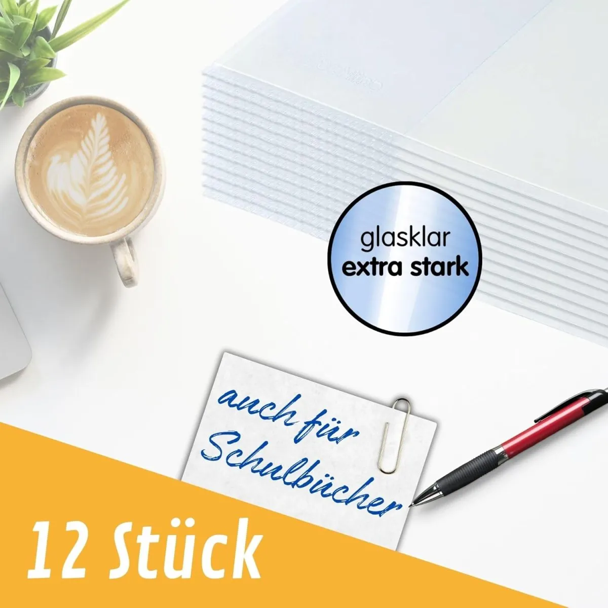 perfect line – 12x Buchumschlag 26,5 cm Höhe – Schulbuchhülle extra stabil aus PP – Buchschoner glasklar, transparent, abwischbar – Hülle bis 54 cm Breite – Made in EU – ideal für Bücher — Bild 3