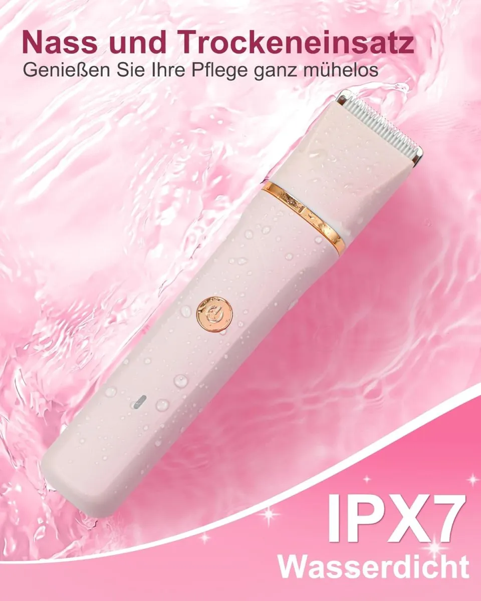 Rasierer Damen,3-In-1 Intimrasierer für Frauen,Gesichtshaarentferner für Frauen,Damenrasierer Elektrisch für Beine, Arme, Achseln und Bikinizone,Wiederaufladbarer Ipx7 Wasserdicht Trimmer Damen, Rosa — Bild 4
