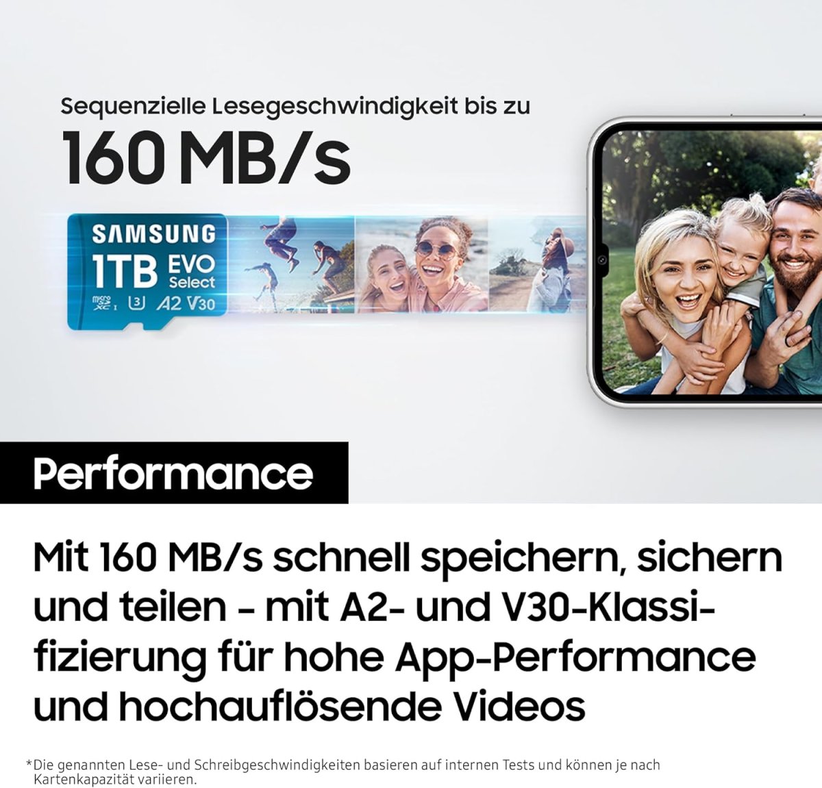 Samsung EVO Select (2024) microSD-Karte + SD-Adapter, 512 GB, Speicherkarte für Smartphone und Tablet, UHS-I U3, 4K UHD, Full HD, 160 MB/s Lesen, MB-ME512SA/EU — Bild 5