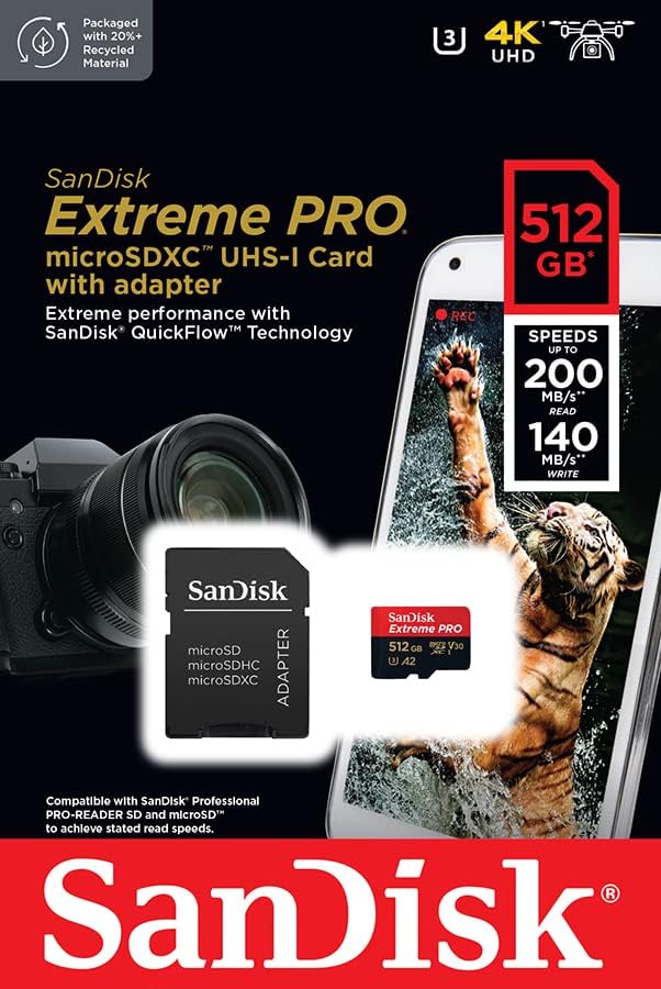 SanDisk Extreme PRO microSDXC UHS-I Speicherkarte 1 TB + Adapter & RescuePRO Deluxe (Für Smartphones, Actionkameras oder Drohnen, A2, Class 10, V30, U3, 200 MB/s Übertragung) — Bild 4