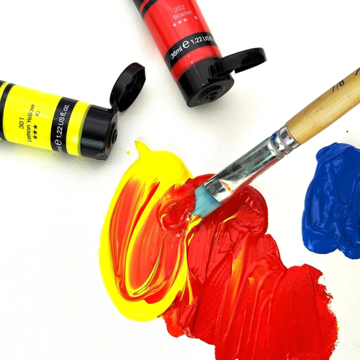 Artecho Acrylfarben Set 18 x 36 ml, Acrylic Paint Set, Wasserfest und Lichtecht, Schnell Trocknend, ideal für Leinwand, Papier und Stoffe, Geschenke zu Weihnachten und anderen Feiertagen — Bild 2