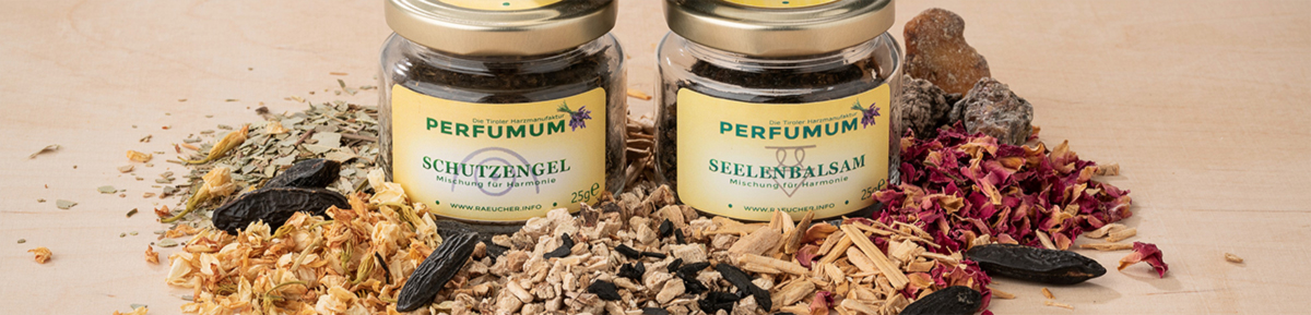 Shop-Banner von PERFUMUM - die Tiroler Harzmanufaktur